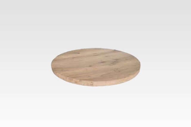 Baumstamm-Tischplatte (rund) mit gerader Kante (60mm)